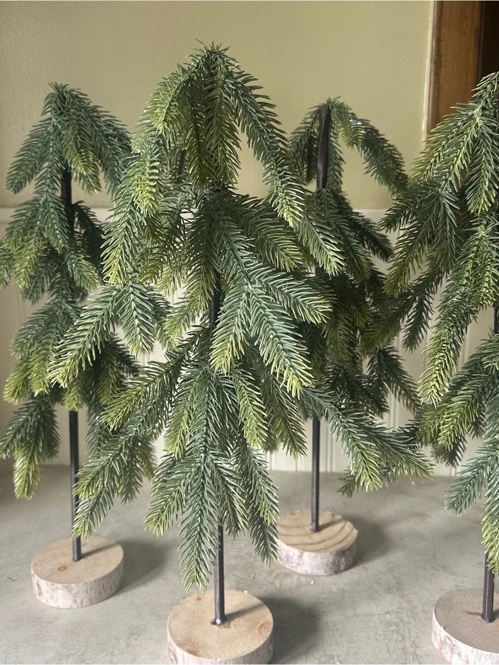Large Artificial 18” Pine Trees Set Of 4 Christmas Village Mantel Decor Display